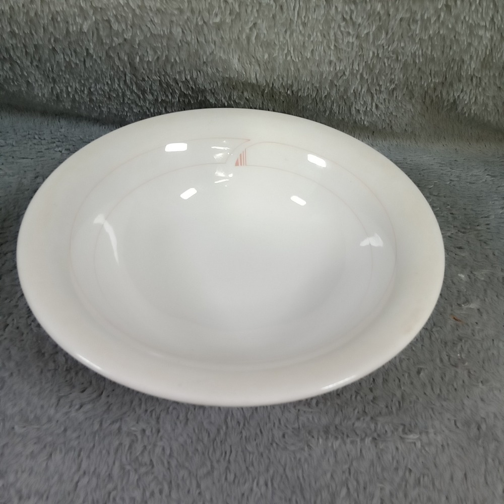 Syracuse China‎ Syralite White Pink Trim 7.25 Inch Rimmed Soup Cereal Bowl USA